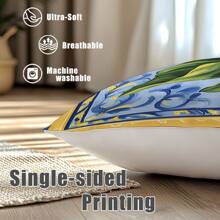 4pcs Retro Watercolor Lemon Pattern Decorative Throw Pillow Covers [Without Pillow Inner], 17.7*17.7in (45*45cm), [Single-Sided Print] Farmhouse Style Polyester Cushion Covers For Sofa, Bed, Living Room, Bedroom, Car, Office, Hotel Decoration, Suitable For All Seasons, Perfect Gift For Family And Friends