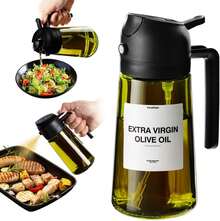 High Grade Olive Oil Dispenser Bottle,Light-Blocking Glass Blocks UV Rays & Preserves Flavor, Dual-Use Spray & Oil Pot, Free Light-Proof Label, Splash Proof, Suitable For Kitchen & Outdoor Cooking, Various Colors - màu đen - Xem 1