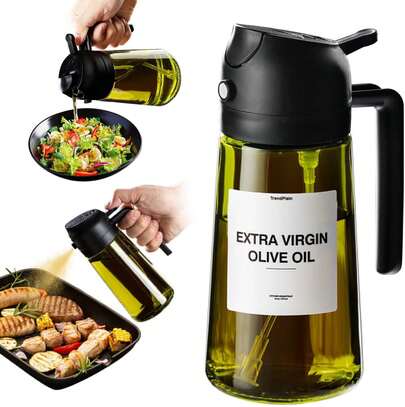 High Grade Olive Oil Dispenser Bottle, Dual-Use Spray, Oil Pot, Spray, Light Proof Label For Free, Suitable For Kitchen Cooking, Outdoor Cooking, Splash Proof, Various Colors