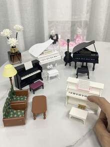 Accesorios en miniatura de instrumentos musicales a escala 1:12 - Guitarra, Piano de cola, Piano de trípode, adecuado para muñecas 1/12, escena en miniatura, juguetes creativos para adolescentes, plástico, ideal para graduación, regreso a la escuela, decoración de escritorio, juguetes de escena de mascotas, regalos de cumpleaños, juguetes, suministros para fiestas, decoraciones de cumpleaños, juguetes fidget divertidos, mini artículos - Ver 5
