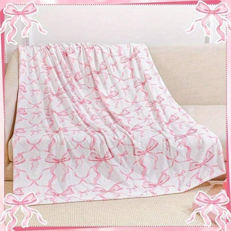 Bowknot Prints Ultra-Soft Flannel Throw Blanket Digital Printing, 280gsm, All-Season Comfort Polyester Blankets Great Gift For Friend, Family, Wedding, Birthday,Warm,Soft,Comfortable,Cozy Personalized Ideal Gifts For Him,Her,Boyfriend,Girlfriend,Dad,Mom,Family,Friends,Pets ,For Anniversaries,Valentine's Day,Mother's Day,Birthdays,Father's Day,Weddings,Graduation,Christmas,Housewarming Sofa,Bed,Car,Bedroom,Living Room,Office,Outdoor Camping,Beach,Wall Decoration - Nhiều màu - Xem 1
