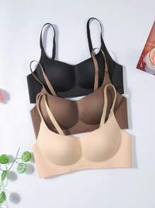 3Pcs Teen Girls Underwear, Seamless Bra - Simple, Comfortable And Breathable, Suitable For Daily Use, Suitable For Growing Girls Aged 12-15