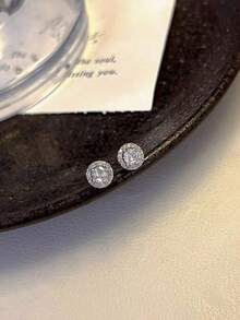 1 对欧美经典时尚奢华甜美心形耳环，优雅铜耳钉