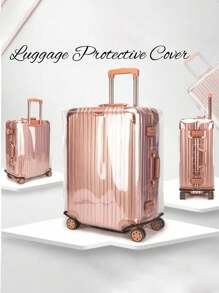 1pc Heavy-Duty Waterproof Clear Suitcase Protector Cover | Scratch & Dustproof Luggage Protector With Reinforced Edges & Transparent Design, Compatible With 20/24/28-Inch Bags, Travel Essentials For Airport, Train, Hotel - Ideal Gift For Travelers, Luggage Cover Protector, Durable PVC Material, Baggage Protection, Minimalist Style, Scratchresistant Fabric, Vacation Essentials