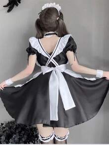 New Black And White Style Dress Design Apron, Women Short Dress Halloween