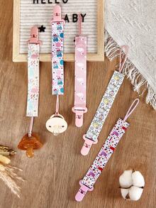 1pc/3pcs Double-Sided Floral Pacifier Chain, Baby Girl Teether Toy Hanging Strap Anti-Lost Clip, Pacifier Holder With Toy Anti-Lost Clip, Bite Toy Hanging Strap / Pattern Placement Is Random, Floral Design Varies - Multicolor - View 4