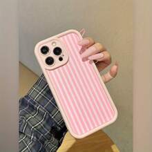 White Powder Stripe Pink Scrub All Inclusive Drop Resistant Shock Case For IPhone 16 15 13 14 12 11 Pro Max 14 15 16 Plus