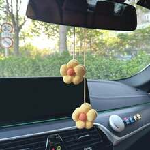 1 pieza/2 piezas Adorno de espejo retrovisor de coche con flor de cinco pétalos - Colgante floral hecho a mano, accesorio floral lindo para espejo retrovisor de coche de mujer, corona de flores de estilo bohemio para coche, regalo con tema de jardín de primavera - Multicolor - Ver 6