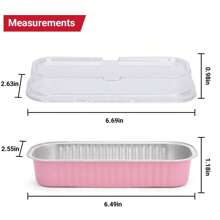 50 Stücke 200 ml rechteckige Aluminiumfolie Backform mit Deckel und Löffel, in rosa, Mini-Brotauflauf, rechteckiger Backbehälter Küchenausstattung, Muffinform, Kuchenform mit Deckel, Muffinförmchen, Torten, Sahnetorte