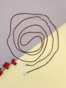 1 Chiếc Vòng Cổ Buộc Bolo Bằng Da Lộn Giả Cho Nữ, Chiều Dài Có Thể Điều Chỉnh Theo Phong Cách Boho Phương Tây Kèm Hạt Bạc Cho Phụ Nữ Đeo Hàng Ngày - Hạt cườm - Xem 7