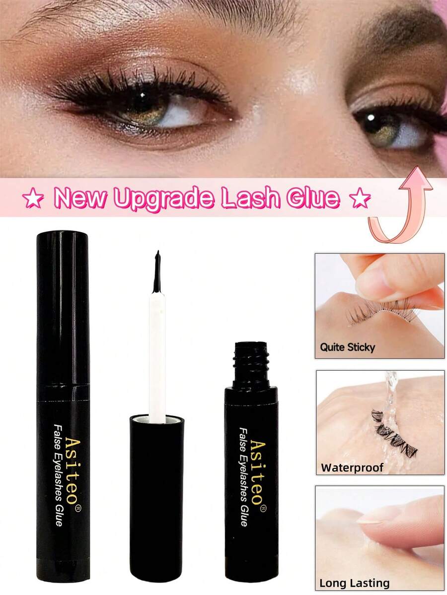 Asiteo 1pc 5ml Upgraded Black Quick-Drying Eyelash Glue, Waterproof Lash Extension Adhesive - Black - View 1