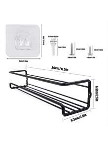 1 pièce/2 pièces/4 pièces Support à épices en fer robuste, emballé dans une boîte noire, support mural ou de porte d'armoire pour ranger herbes et épices, organiseur mural multifonctionnel pour la cuisine et la salle de bain