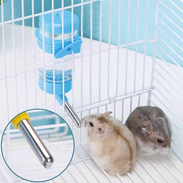 Dispenser de apă în formă de bilă din oțel inoxidabil, culoare aleatorie/sticlă de apă suspendată pentru animale de companie (culoare aleatorie) - etanș, colorat, durabil și ușor de curățat. Potrivit pentru animale mici/iepuri/porci/hamsteri/porci, dozatoare de apă pentru hamsteri, boluri antigel pentru iepuri și veverițe, accesorii pentru animale de companie, accesorii pentru cuști