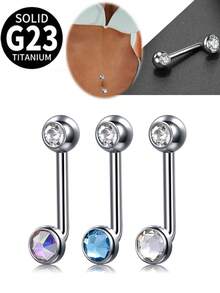 AVYRING 1pc Titanium Christina Barbells, 14G Internally Threaded VCH Belly Rings, Cubic Zirconia L Bent Christina Piercing Jewelry 10mm - Multicolor - View 2