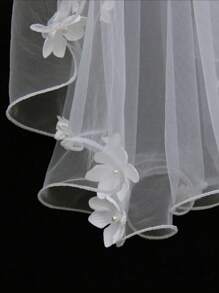 1pc Handmade Embroidered Edge Cute Ruffle Double Layer Bridal Wedding Veil Fall Clothes For Women