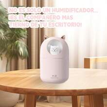Mini humidificador para gatos con luz nocturna, humidificador de aire blanco rosa verde, humidificador portátil USB de 300ML, difusor portátil de aceites esenciales, vaporizador de humedad H2O para el hogar, el coche, la oficina, material ABS, humidificador duradero, humidificadores silenciosos 24H para el dormitorio - Rosa - Ver 2