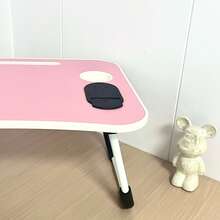 Ultra-Large Portable Laptop Bed Table-Multifunctional Tray Holder With Cup Holder And Drawer, Fan And Lights-Ideal For Eating, Reading, Writing On Bed, Sofa, Floor-Stable, Durable, Foldable - 粉色 - 查看 3