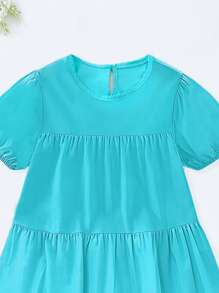 Seven Princess 1 pièce Robe à manches courtes style coréen décontracté confortable avec col rond, convient pour l'été, les vacances ou les sorties