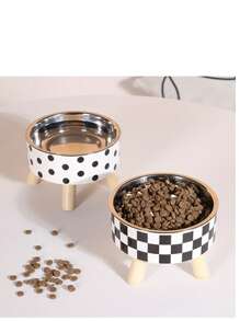 Elevated Stainless Steel Pet Bowl, Anti-Spill Cat Water/Food Bowl, Detachable For Cats, Dogs, Small Pets, Multicolor Available