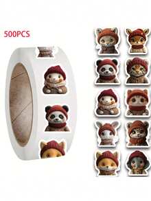SCXXBSW 500pcs Stiker Gulir Potret Hewan Plush Lucu Stiker Kartun Grafiti Stiker Dekoratif untuk Gelas Air, Buku Catatan, Koper, dan Lainnya - MultiWarna - View 8