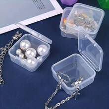 6pcs/3pcs./1pc Storage Box Plastic Storage Box, Square Transparent Plastic Storage Box With Lid - Durable, Seamless Storage Box For Jewelry, Hardware, Earplugs And Small Accessories - Multi-Purpose, Wear-Resistant, Jewelry Storage Box, Desktop Storage Sticker Storage Box