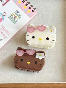 Sanrio Sanrio 1/2pcs Kt Cat Hair Claw,Claw Plastic Hair Clips, Fashion Versatile, High-End Elegant, Minimalist Solid Color Hair Accessories Suitable For Daily Casual, Party, Commuting, Vacation, Washing Face, Makeup, Outfit Hair Jaw Clip Hair Clamps Hair Clutch Hair Catcher Clip, Claw Clip