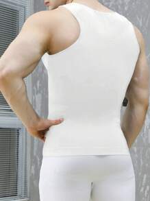 1pc Men's Breathable Sports Compression Tank Top, Slimming Abdomen Shaping Undershirt, Suitable For Daily Wear, Sports, Business, Formal Occasions