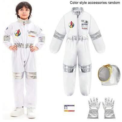 Set costume da astronauta per bambini e bambine, costume da astronauta per bambini, abito da ruolo, adatto per bambini di 3-10 anni