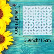 9-Piece Sashiko Embroidery & Quilting Stencil Set, Reusable 7.9" Patterns For Wall Decor, Fabric Crafting & Diy Painting - Ivory Pet Material,Back To School,School Supplies - Milky - View 2