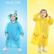 Impermeable Para Niños Ponchos De Lluvia Para Niños Capa De Lluvia Para Niños Poncho Impermeable Chubasquero Con Capucha Poncho De Lluvia Para Ciclismo Pegamento Para Pvc - Azul - Ver 2