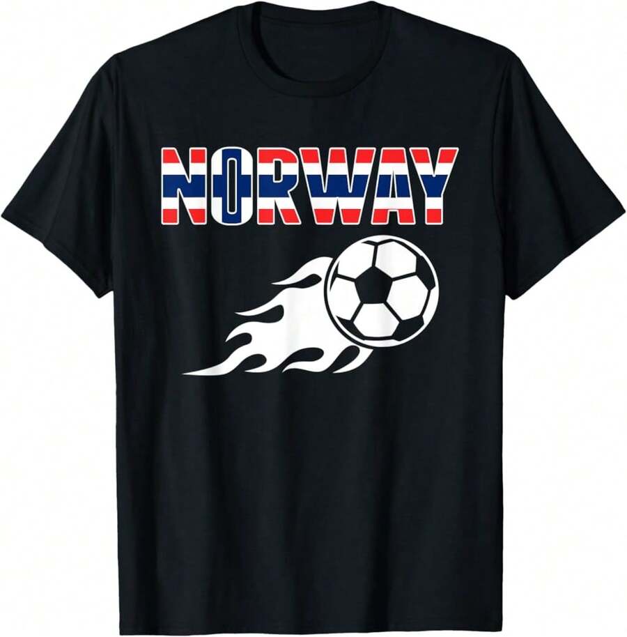 Norway Soccer Fans Jersey - Norwegian Flag Football Lovers T-Shirt Gift For Dad Gift For Engineers Anniversary Gift For Wife - Black - View 1