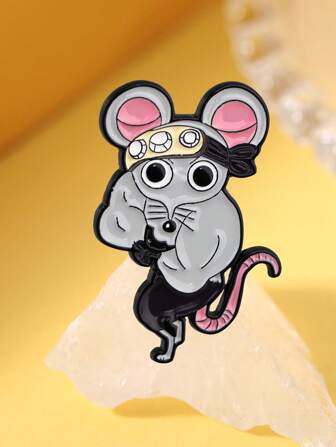 1 件装动漫老鼠珐琅别针可爱动物胸针松针翻领别针徽章背包服装配饰时尚珠宝朋友礼物