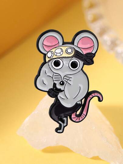 1 pieza Alfiler de esmalte con diseño de ratón de anime, accesorio de broche de animal lindo, pines de solapa, insignia para mochilas, ropa, accesorios de moda, joyería, regalos para amigos