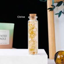 1 Peça Garrafa de Desejo de Pedras Preciosas de Cristal Curativo Natural, , Quartzo Rosa, Ametista, Garrafa à Deriva, Presentes de Casa para o Natal