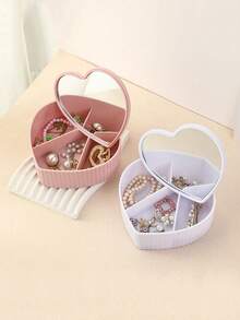 Love Jewelry Box Desktop Dustproof Storage Box High-End Jewelry Box Ring Earring Necklace Portable Storage Makeup Plastic Box - Multicolor - View 4
