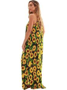 Tie Dye Spaghetti Strap Maxi Dress - Black Floral Dress - View 2