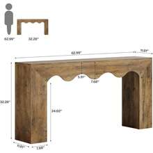 LITTLE TREE 63" Farmhouse Console Table, Wooden Couch Table Behind Sofa With Storage, Long Entryway Sofa Station, Narrow Console Stand With Base, Hallway Stand, Rustic Brown - Brown - View 2