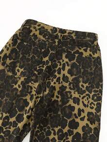 Vintage Leopard Print Straight Loose Jeans For Women, Casual Denim Pants, Street Fashion , Spring/Summer - Leopard - View 4