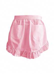 A Variety Of Colors And Styles Of Semi-Aprons-Fashionable Kitchen Clothes Suitable For Women, Chefs And Waitresses, Ruffled Hem, Very Suitable For Cooking And Service.