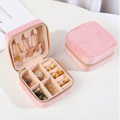 1 件多彩复古珠宝盒：理想的方形珠宝和配饰收纳盒，增添一丝复古魅力