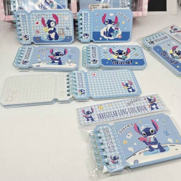 Disney Disney Stitch A7 Shaped Colorful Page Spiral Notebook, Memo Pad Stationery School Supplies,Back To School