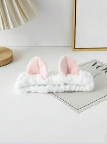Cat Ears Coral Velvet Face Spa Hairband - Comfortable And Stylish Wash And Make-Up Headband Cute Face Wash Hair Band Plush Headband Wider Non-Slip Face Wash Make Up Anti Wet Hair Sports Face Wash Special Hair Tie Back To School