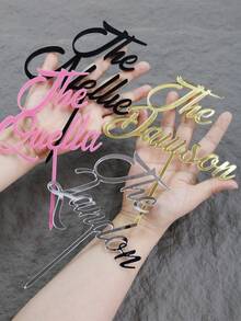 Custom Wedding Mr And Mrs Cake Topper,Personalized Last Name Cake Topper,Customized Rustic Wedding Bride & Groom Names Decoration,Customizable Birthday Cake Decorations,Gold,Silver,Black,Pink,Suitable For Birthday Party,Wedding,Valentine'S Day,Anniversaries,Graduation,Ideas Gifts For Him/Her,Friends,Kids,Students,Mother,Couples,Besties,Boy,Girl,Family - Style a - View 6