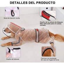 Impermeable para Perros, Impermeable Transparente para Perros de Cuatro Patas con Rayas Reflectantes, Pantalones de Capucha para Perros, Adecuado para Perros Medianos y Grandes (6XL) - 6XL - Ver 8