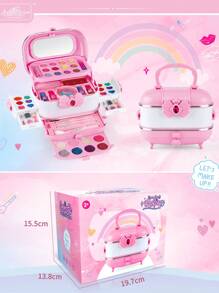 1pc Kids Pretend Makeup Set, Girls Makeup Palette, Princess Handbag, Cosmetic Beauty Vanity Kit, Lipstick, Eyeshadow, Kids Birthday Gift