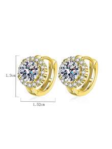 2 件时尚百搭 925 银单颗 0.5 克拉莫桑石耳环，适合女性日常佩戴、通勤、宴会、珠宝、母亲节礼物