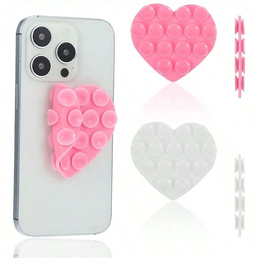 Soporte de agarre y sujeción para teléfono con forma de corazón y ventosa de silicona, de doble cara y antideslizante, para , Android, uso universal a prueba de agua, estilo pulpo para tomar selfies, videos y uso en el escritorio