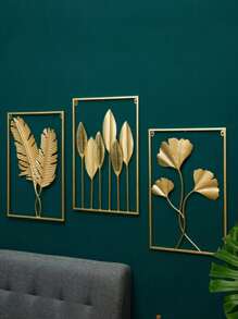 1pc Nordic Metal Leaf Iron Wall Hanging Decor, Plant Ginkgo Palm Maple Leaves Wall Pendant Mural Living Room Bedroom Home Decoration Room Decor Bedroom Decor Wall Decor