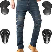 Motorcycle Motorbike Trousers Armoured Biker Jeans Protective Motorcycle Pants With Removable CE Armour - Blue - View 1