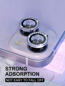 [Lavender] Rhinestone Lens Film Compatible With IPhone 11-16 Pro Max | 9H Tempered Glass, Metal Frame | 5 Full-Coverage Options | Sparkling Crystal Effect | Waterproof, Scratch-Resistant, Fingerprint-Proof | Essential For Night, Outdoor, Party | Popular Gift For Birthday, Family, Friends | Crystal Lens Protector, Phone Accessory | Shock-Proof, Scratch-Proof, Fingerprint-Proof Full Coverage - Light Purple - View 9
